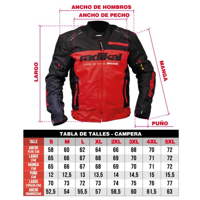 CAMPERA MOTO RIDE ROJO IMPERMEABLE PROTECCION DESMONTABLE - Image 9